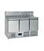 Pizzawerkbank G-Line GP93 | 3 Deurs | 8x 1/6GN | RVS | (H)110x(B)136,5x(D)70cm