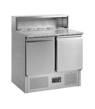 Tefcold Pizzawerkbank PT920 | 2 Deurs | 5x 1/6GN | RVS 304 | (H)110x(B)90x(D)70cm Tefcold Pizzawerkbank PT920 | 2 Deurs | 5x 1/6GN | RVS 304 | (H)110x(B)90x(D)70cm