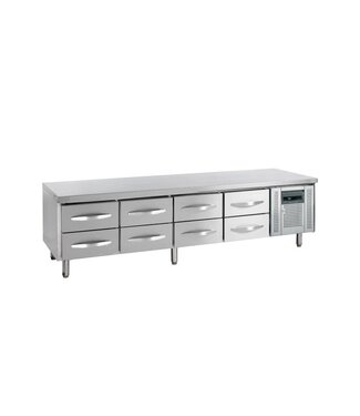 Tefcold Lage koelwerkbank UC5480 | 8 Lades | 1/1GN | RVS | (H)67x(B)223x(D)70cm Tefcold Lage koelwerkbank UC5480 | 8 Lades | 1/1GN | RVS | (H)67x(B)223x(D)70cm