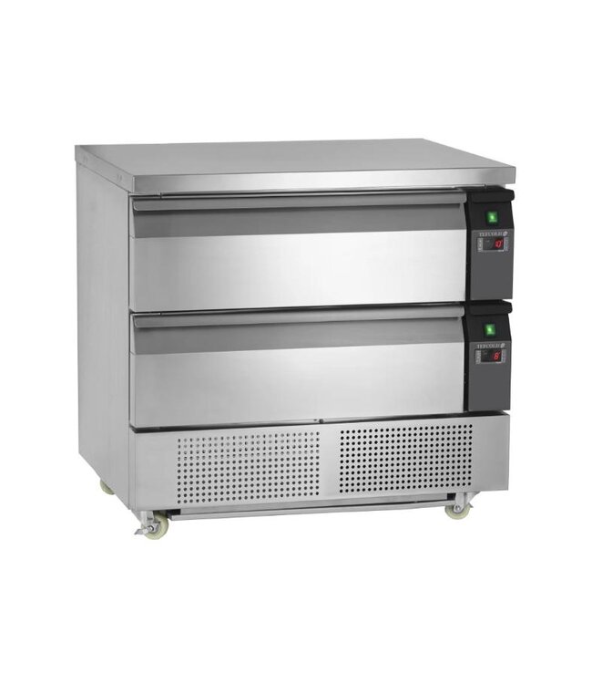 Lage koel/-vrieswerkbank Uni-Drawer UD2-2 | 2 Lades | 1/2GN | (H)86,5x(B)90,5x(D)70cm