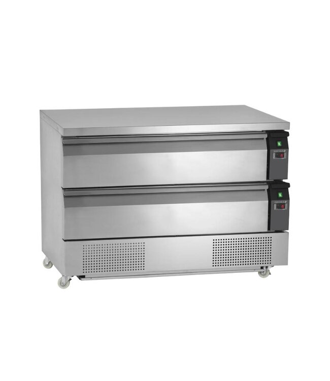 Lage koel/-vrieswerkbank Uni-Drawer UD2-3 | 2 Lades | 1/3GN | (H)86,5x(B)123x(D)70cm