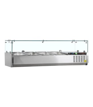 Tefcold Opzetkoelvitrine met glas GVK33-120 | Voor 5x 1/4GN bakken | 120cm breed | 33,5cm diep Tefcold Opzetkoelvitrine met glas GVK33-120 | Voor 5x 1/4GN bakken | 120cm breed | 33,5cm diep