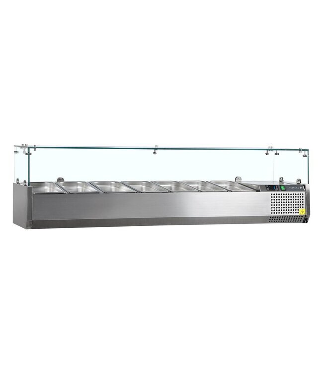 Opzetkoelvitrine met glas VK38-160 | Voor 7x 1/3GN bakken | 160cm breed | 39,5cm diep