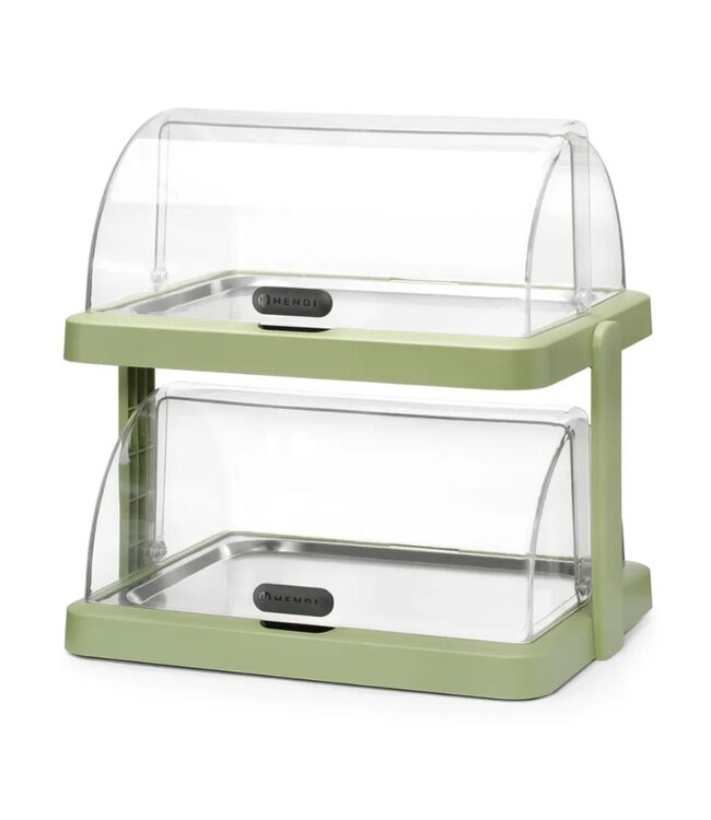 Roltop koelvitrine UNIQ | Dubbel | 2x 40x30cm | Met koelelementen | Groen
