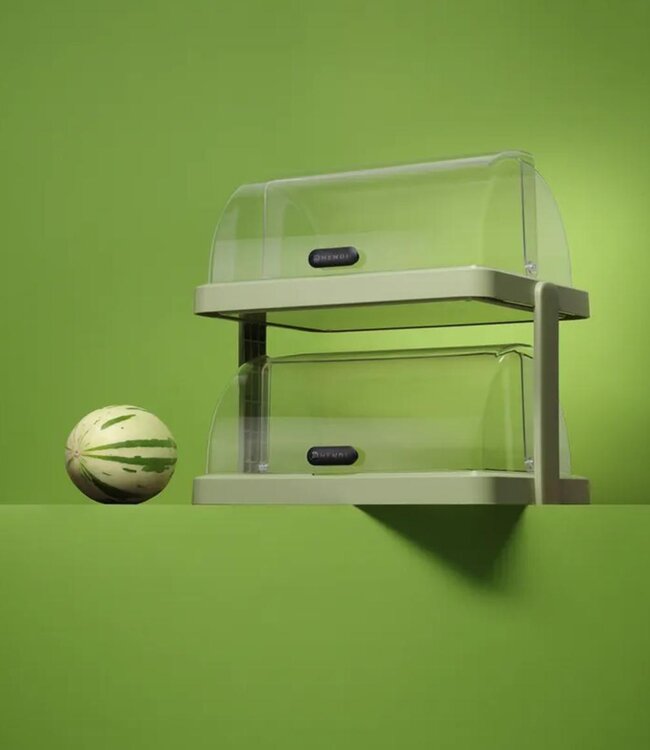 Roltop koelvitrine UNIQ | Dubbel | 2x 40x30cm | Met koelelementen | Groen
