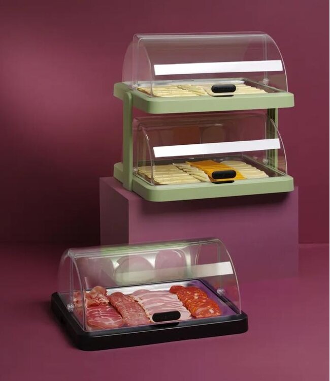 Roltop koelvitrine UNIQ | Dubbel | 2x 40x30cm | Met koelelementen | Groen