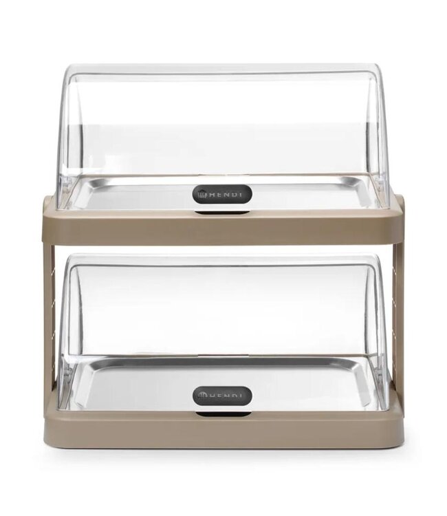 Roltop koelvitrine UNIQ | Dubbel | 2x 40x30cm | Met koelelementen | Beige