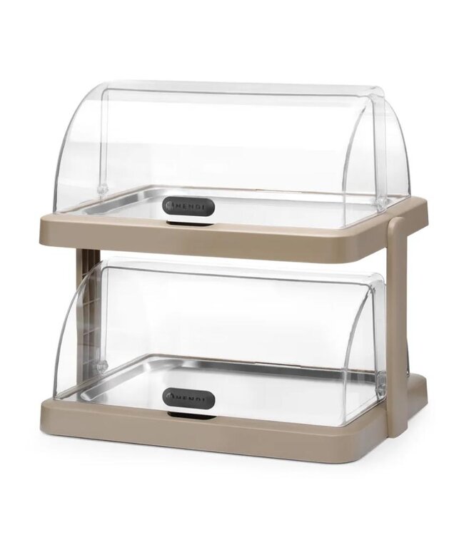 Roltop koelvitrine UNIQ | Dubbel | 2x 40x30cm | Met koelelementen | Beige