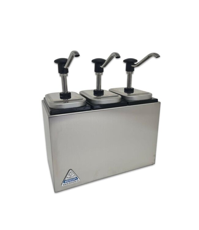 Sauzenbar onverwarmd 3-delig | 3x 3 Liter | Met 3 EBK drukknopdispensers