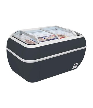 Tefcold Supermarktkoeler/-vriezer TWIN HEAD A-CF | 425L | tot -24 graden | Glazen schuifdeksel | Antraciet