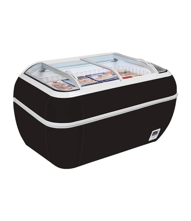 Supermarktkoeler/-vriezer TWIN HEAD B-CF | 425L | tot -24 graden | Glazen schuifdeksel | Zwart