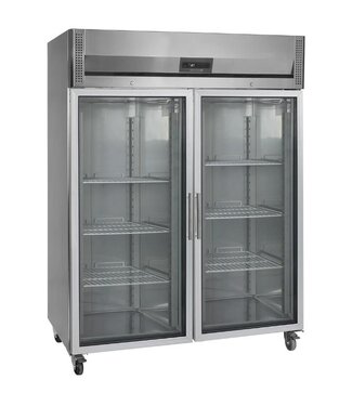 Tefcold Koelkast RK1420G | 1410L | 2 Glazen deuren | 2/1GN | Met wielen | (H)201x(B)148x(D)85cm