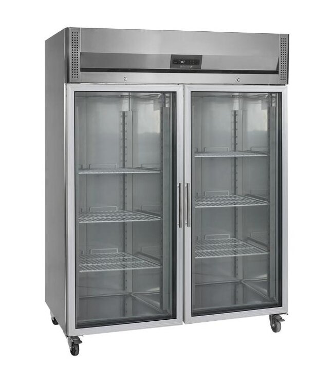 Koelkast RK1420G | 1410L | 2 Glazen deuren | 2/1GN | Met wielen | (H)201x(B)148x(D)85cm