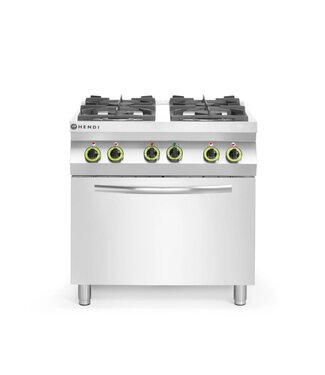 Hendi Gasfornuis Kitchen Line | 4 Pits | Met elektrische heteluchtoven 1/1GN