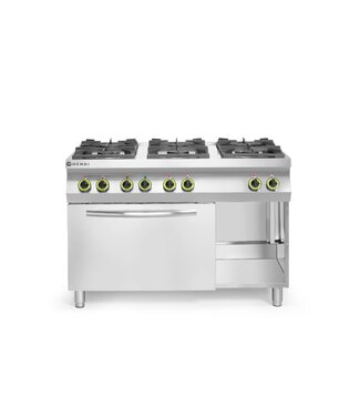 Hendi Gasfornuis Kitchen Line | 6 Pits | Met elektrische heteluchtoven 1/1GN