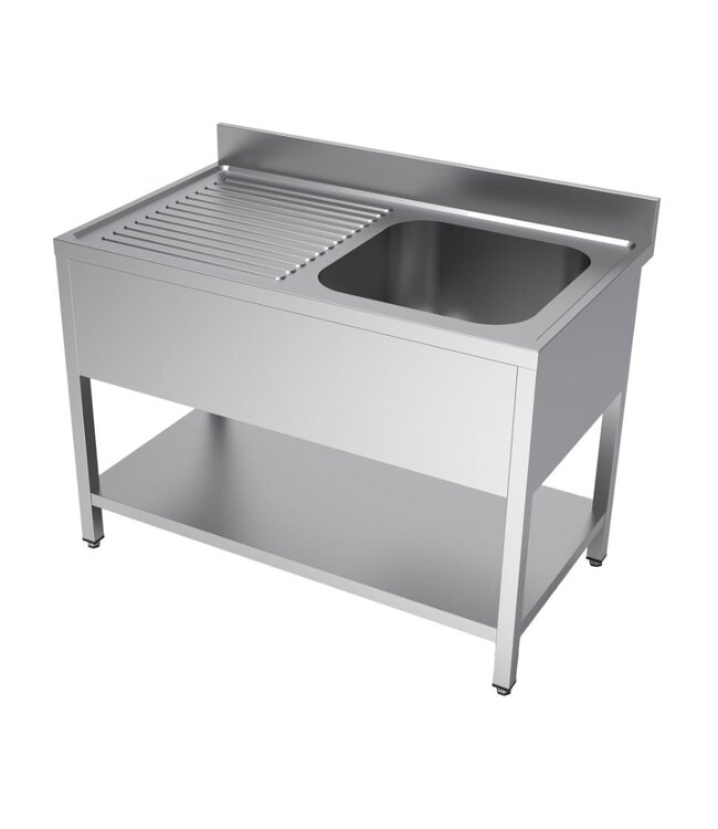 RVS Spoeltafel | Spoelbak rechts | Met bodemschap | (H)85x(B)120x(D)70cm