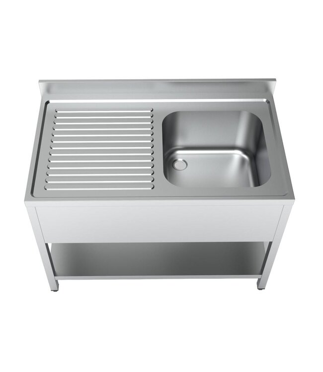 RVS Spoeltafel | Spoelbak rechts | Met bodemschap | (H)85x(B)120x(D)70cm