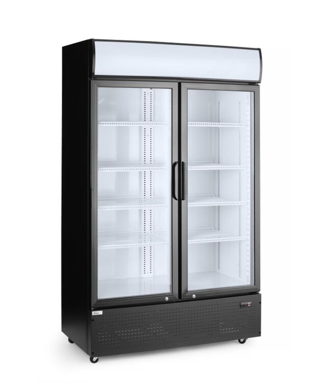 Display koelkast dubbeldeurs met lichtbak | 512L | (H)190x(B)112x(D)58,5cm