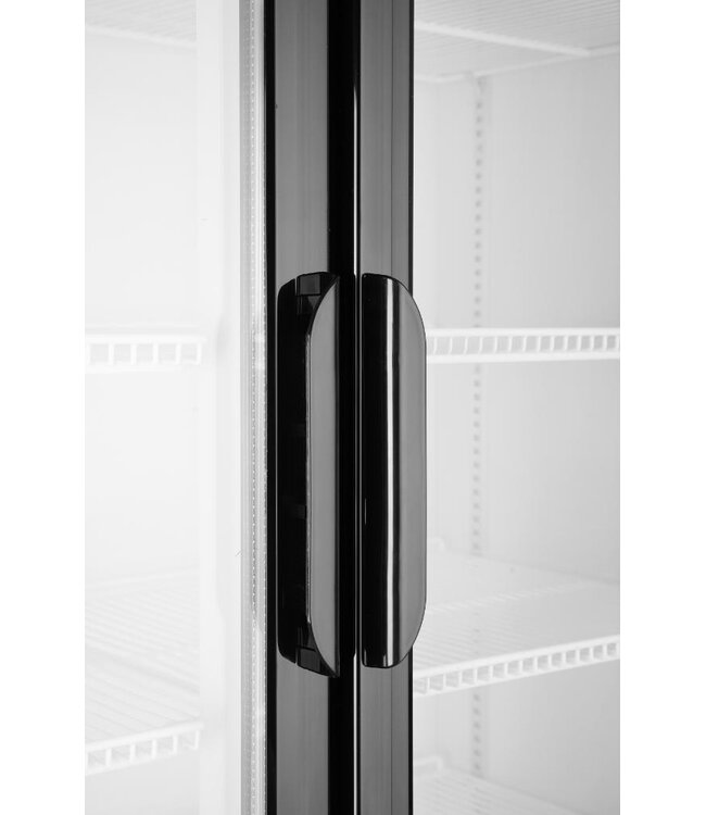 Display koelkast dubbeldeurs met lichtbak | 643L | Zwart | (H)190x(B)112x(D)58,5cm