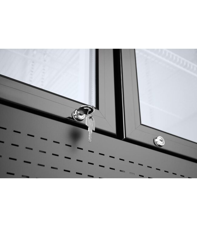 Display koelkast dubbeldeurs met lichtbak | 643L | Zwart | (H)190x(B)112x(D)58,5cm