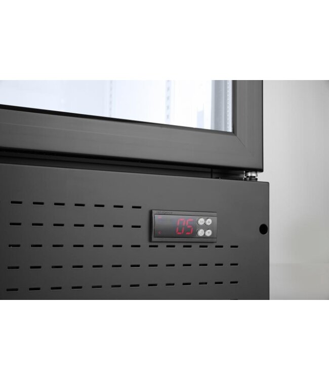 Display koelkast dubbeldeurs met lichtbak | 643L | Zwart | (H)190x(B)112x(D)58,5cm