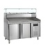 Pizzawerkbank met opzetvitrine PT1200+VK38-150 | 2 Deurs | (H)144,5x(B)151x(D)80cm