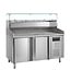 Tefcold Pizzawerkbank met opzetvitrine PT1200+VK38-150 | 2 Deurs | (H)144,5x(B)151x(D)80cm
