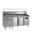 Pizzawerkbank met opzetvitrine PT1310+VK38-200 | 2 Deurs & 7 lades | (H)144,5x(B)204,5x(D)80cm