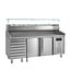 Tefcold Pizzawerkbank met opzetvitrine PT1310+VK38-200 | 2 Deurs & 7 lades | (H)144,5x(B)204,5x(D)80cm