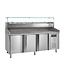 Tefcold Pizzawerkbank met opzetvitrine PT1300+GVC38-200 | 3 Deurs | (H)144,5x(B)204,5x(D)80cm