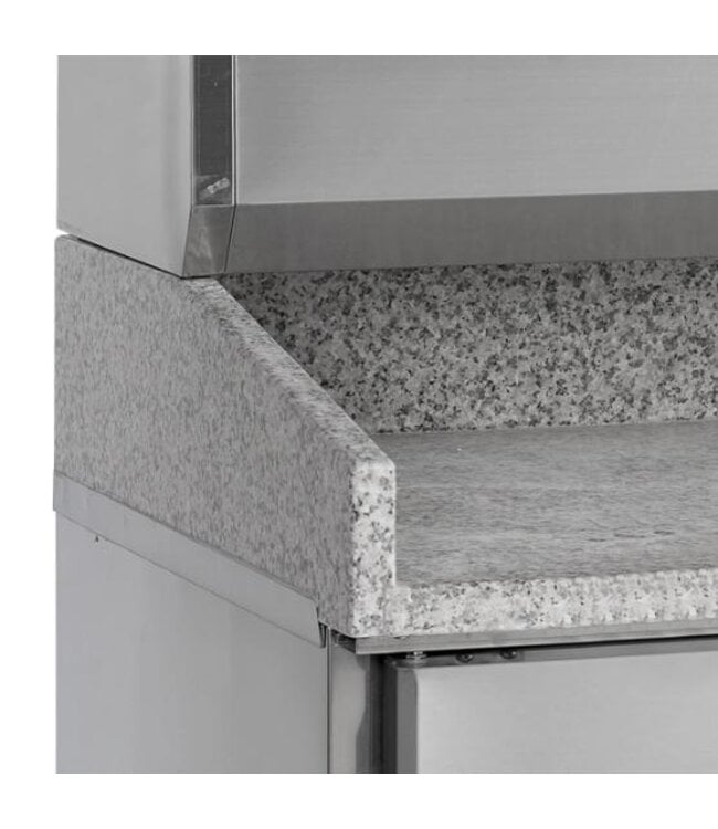 Pizzawerkbank met opzetvitrine PT1300+GVC38-200 | 3 Deurs | (H)144,5x(B)204,5x(D)80cm