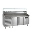 Tefcold Pizzawerkbank met opzetvitrine PT1310+GVC38-200 | 2 Deuren & 7 lades | (H)144,8x(B)204,5x(D)80cm