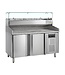 Pizzawerkbank met opzetvitrine PT1200+GVC38-150 | 2 Deurs | (H)144,8x(B)151x(D)80cm