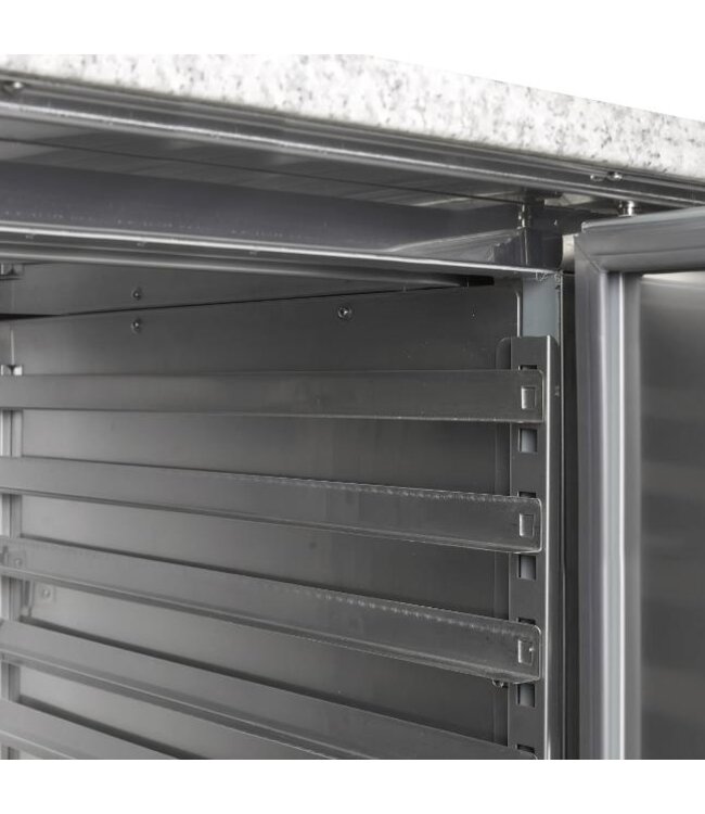 Pizzawerkbank met opzetvitrine PT1200+GVC38-150 | 2 Deurs | (H)144,8x(B)151x(D)80cm