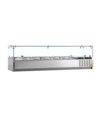 Tefcold Opzetkoelvitrine met glas G-Line GVC33-140 | Voor 6x 1/4GN bakken | 140cm breed | 33,5cm diep