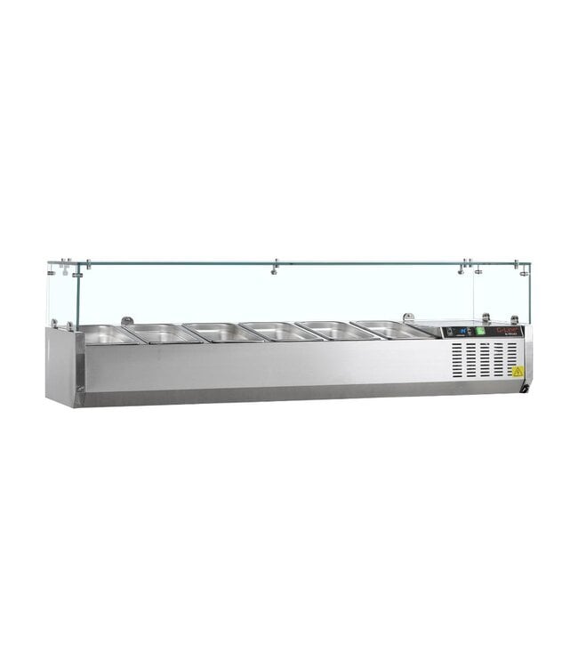 Opzetkoelvitrine met glas G-Line GVC33-140 | Voor 6x 1/4GN bakken | 140cm breed | 33,5cm diep