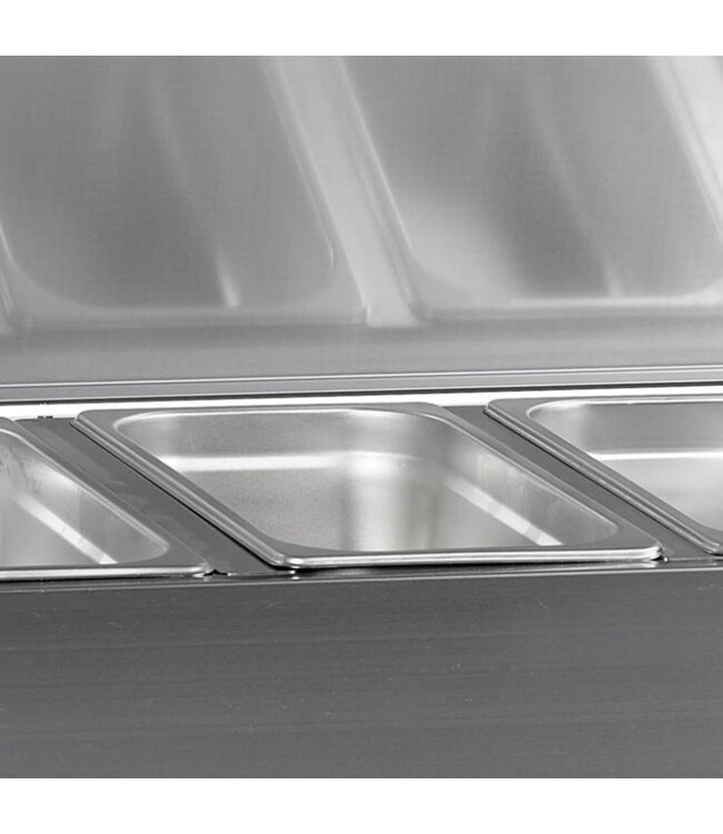 Opzetkoelvitrine G-Line GVC33-150 S/S | RVS Deksel | Voor 7x 1/4GN bakken | 150cm breed | 33,5cm diep