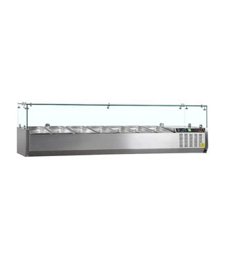 Tefcold Opzetkoelvitrine met glas G-Line GVC33-160 | Voor 7x 1/4GN bakken | 160cm breed | 33,5cm diep