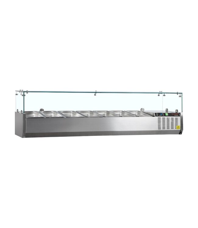 Opzetkoelvitrine met glas G-Line GVC33-160 | Voor 7x 1/4GN bakken | 160cm breed | 33,5cm diep