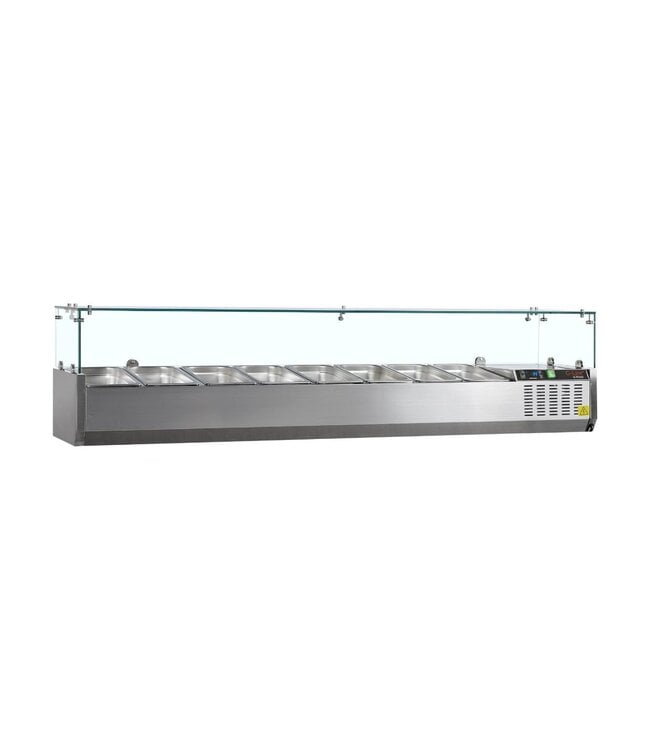 Opzetkoelvitrine met glas G-Line GVC38-180 | Voor 8x 1/3GN bakken | 180cm breed | 39,5cm diep