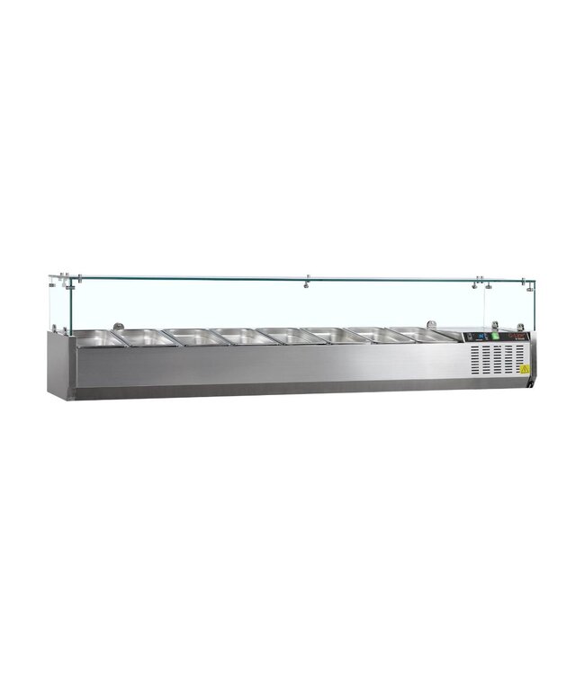 Opzetkoelvitrine met glas G-Line GVC33-180 | Voor 8x 1/4GN bakken | 180cm breed | 33,5cm diep