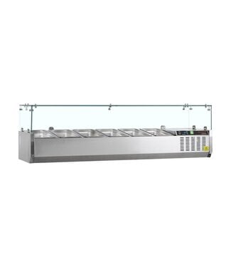 Tefcold Opzetkoelvitrine met glas G-Line GVC33-150 | Voor 7x 1/4GN bakken | 150cm breed | 33,5cm diep