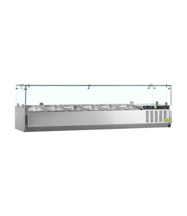 Opzetkoelvitrine met glas G-Line GVC33-150 | Voor 7x 1/4GN bakken | 150cm breed | 33,5cm diep