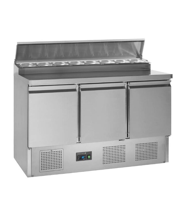 Saladette SS1435 | 3 Deuren | Boven 8x 1/6GN | 136,5cm breed | 70cm diep