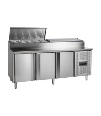 Tefcold Saladette SS8300 | 3 Deuren | Boven 10x 1/3GN | 202cm breed | 80cm diep