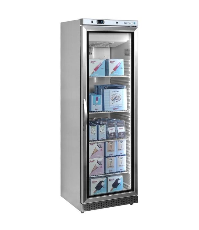 Displayvrieskast UF400VSG | 400L | Glazen deur | RVS | (H)185,5x(B)60x(D)59,5cm