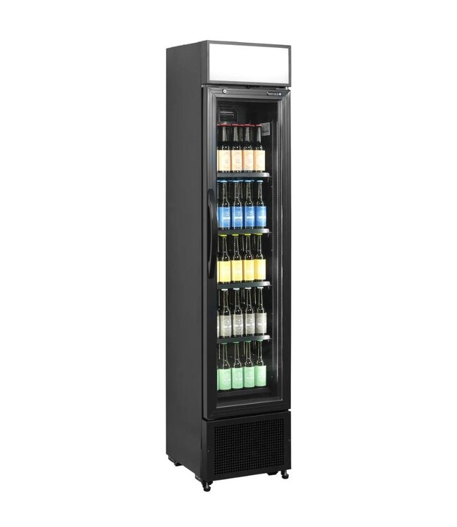 Flessenkoelkast FSC175H BLACK | 182L | Glazen deur | Zwart | (H)201,3x(B)43,5x(D)46cm