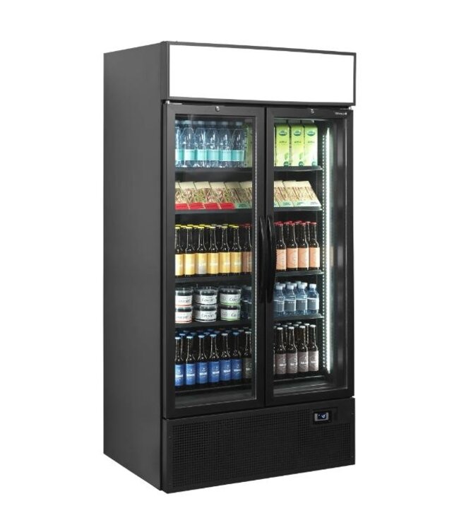 Display koelkast FSC1000H BLACK | 2 Glazen deuren | 796L | Zwart | (H)200x(B)100x(D)79cm