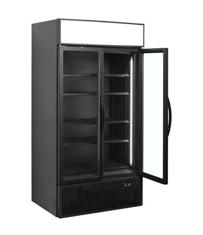 Display koelkast FSC1000H BLACK | 2 Glazen deuren | 796L | Zwart | (H)200x(B)100x(D)79cm