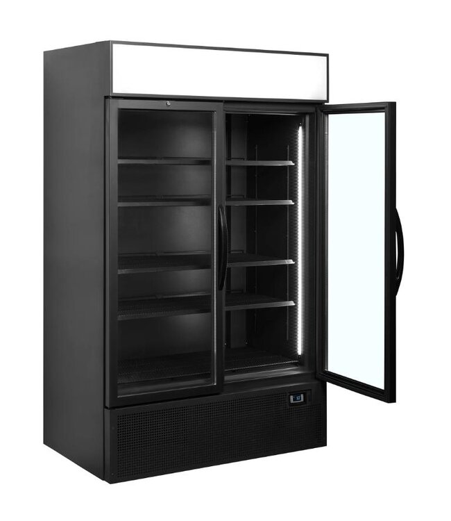 Display koelkast FSC1200H BLACK | 2 Glazen deuren | 1082L | Zwart | (H)200x(B)120x(D)79cm